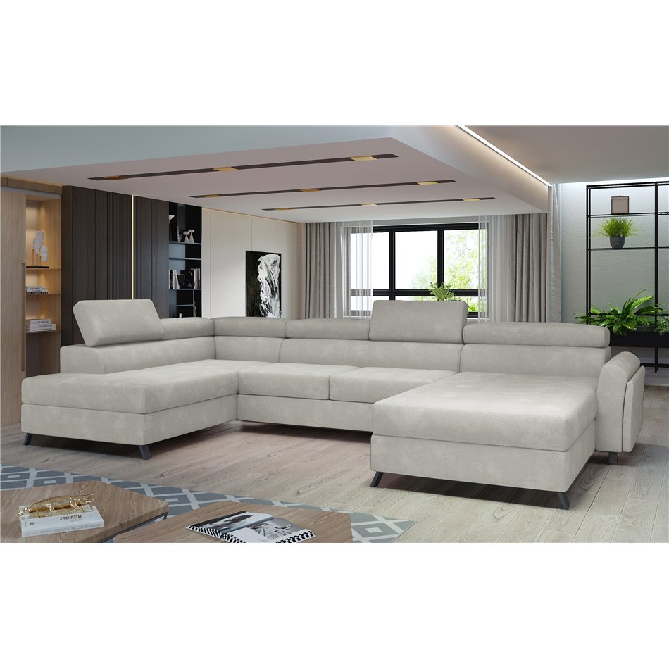 Corner sofa Elosette L, Paros 02, beige, H98x370x200