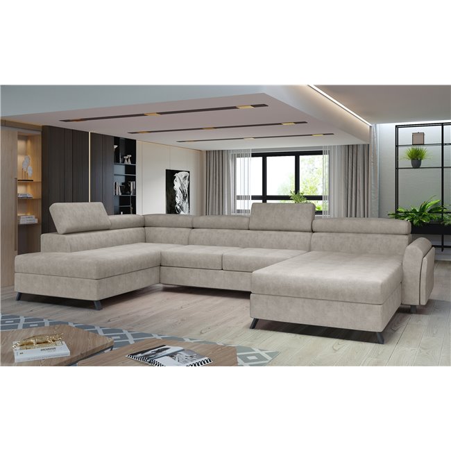 Corner sofa Elosette L, Dora 21, beige, H98x370x200
