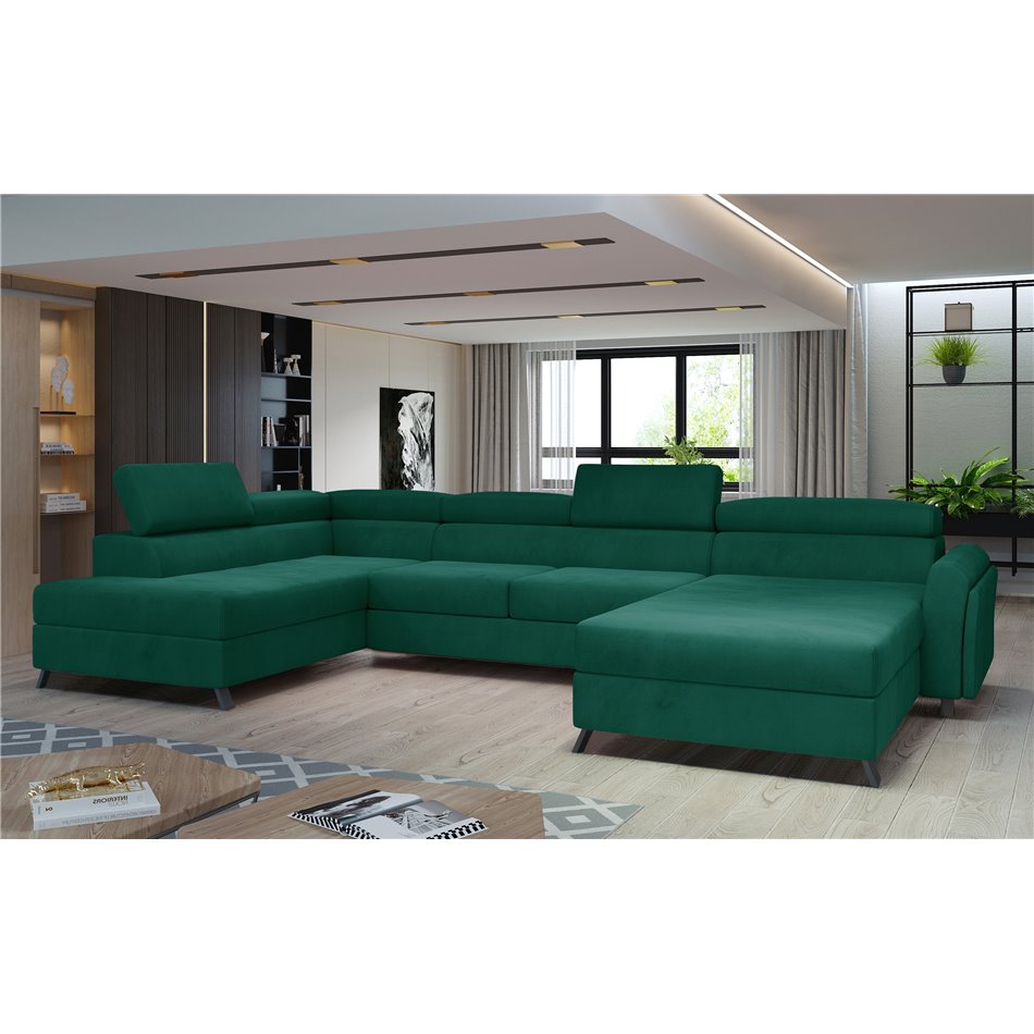 Corner sofa Elosette L, Monolith 37, green, H98x370x200