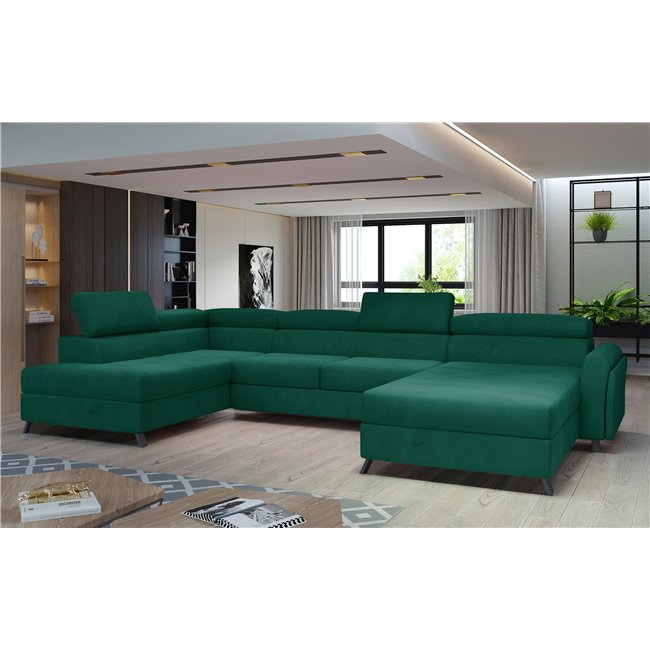 Corner sofa Elosette L, Monolith 37, green, H98x370x200