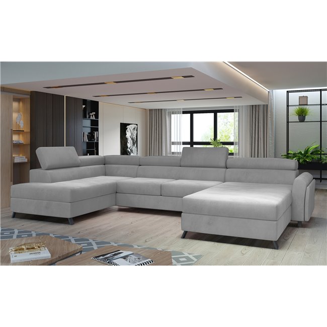 Corner sofa Elosette L, Monolith 84, gray, H98x370x200