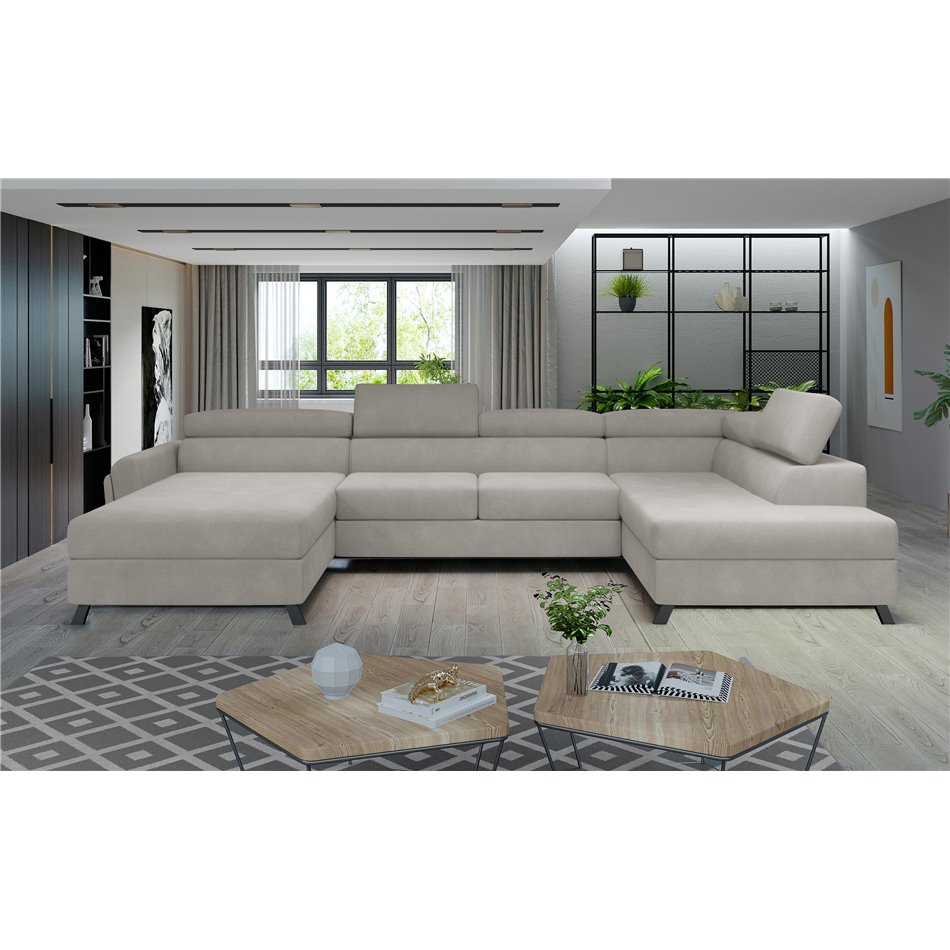 Corner sofa Elosette R, Paros 02, beige, H98x370x200