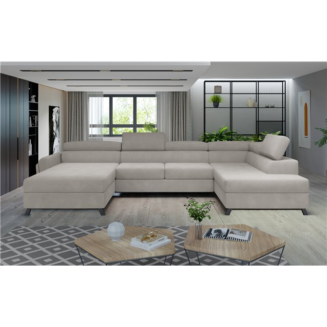 Corner sofa Elosette R, Paros 02, beige, H98x370x200