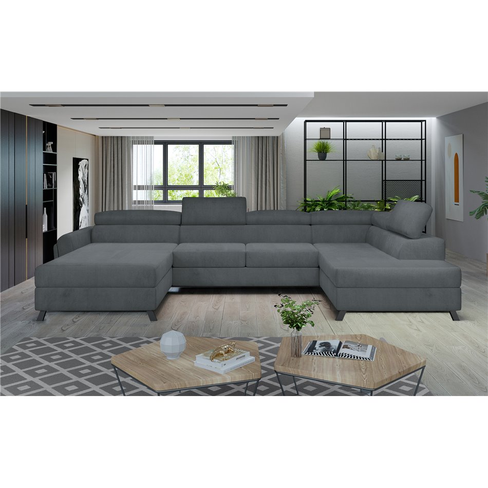Corner sofa Elosette R, Paros 06, gray, H98x370x200