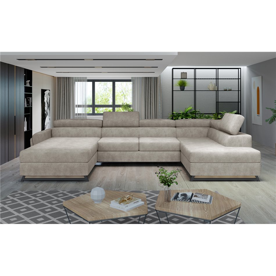 Corner sofa Elosette R, Dora 21, beige, H98x370x200