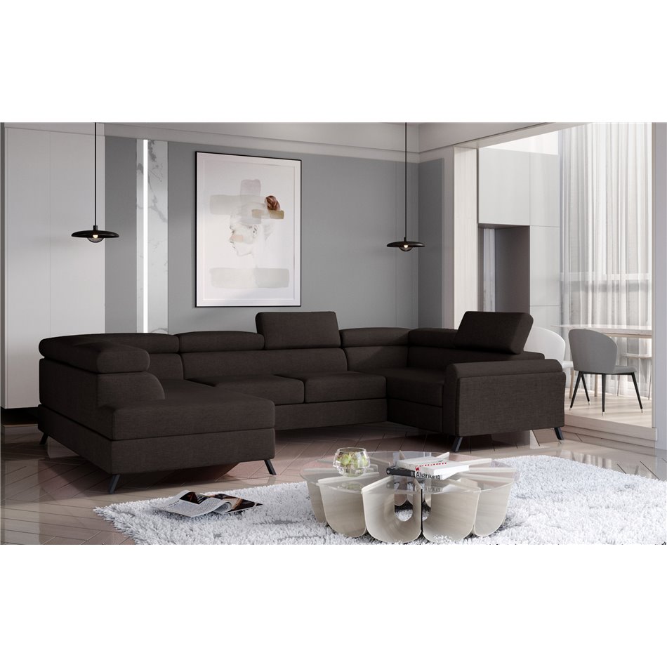 Угловой диван Elscada L, Sawana 26, коричневый, H98x330x200