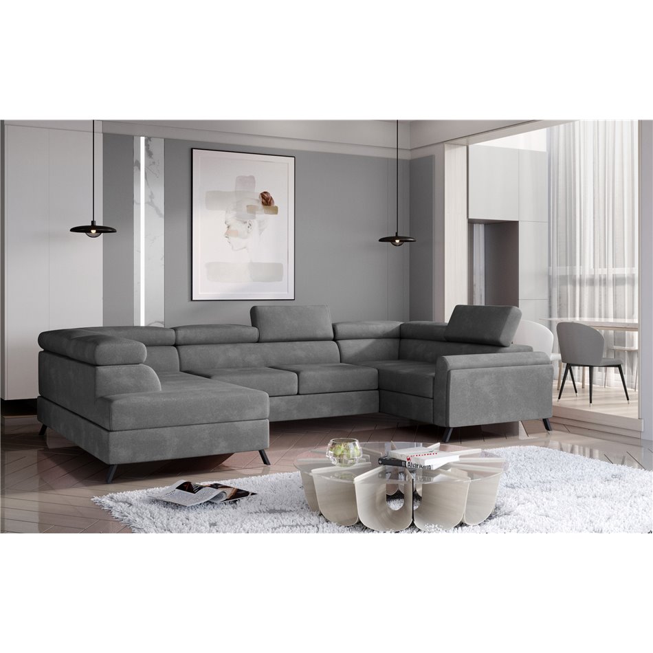 Corner sofa Elscada L, Paros 06, gray, H98x330x200