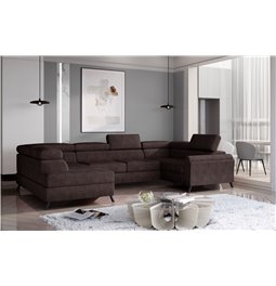Corner sofa Elscada L, Dora 28, brown, H98x330x200