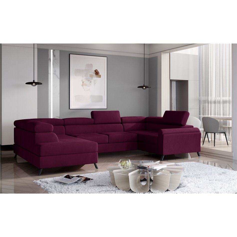 Corner sofa Elscada L, Mat Velvet 68, purple, H98x330x200
