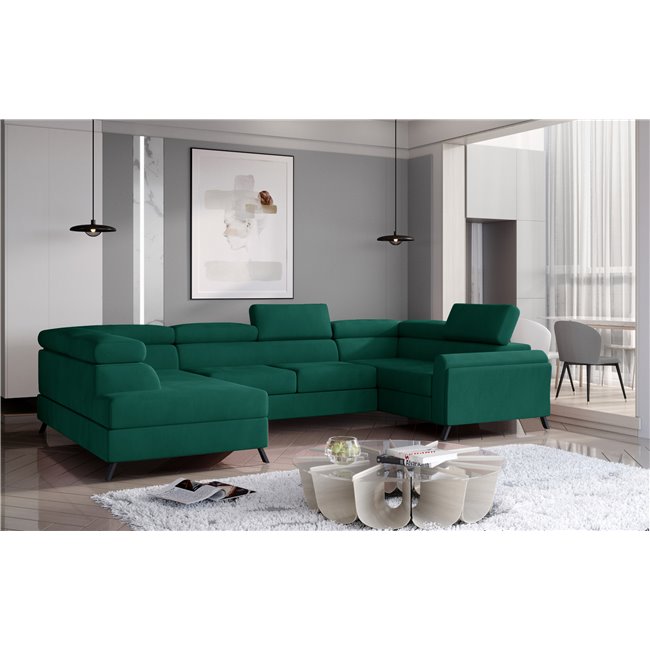 Corner sofa Elscada L, Monolith 37, green, H98x330x200