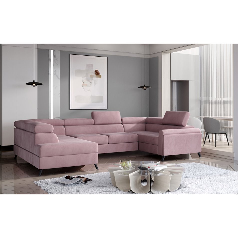 Corner sofa Elscada L, Monolith 63, pink, H98x330x200
