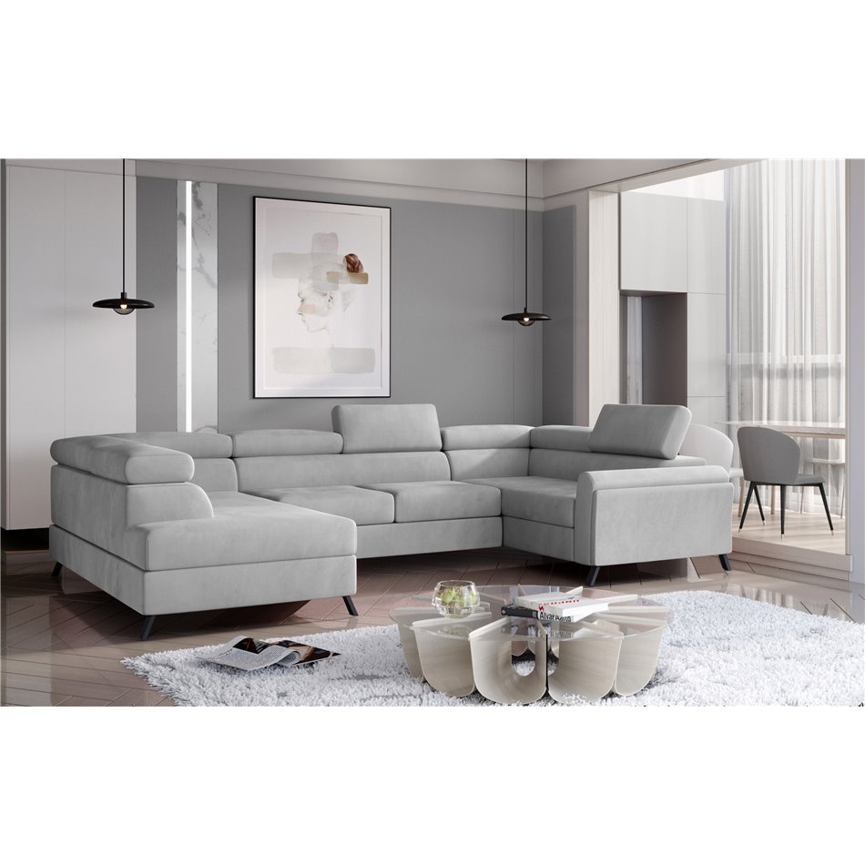 Corner sofa Elscada L, Monolith 84, gray, H98x330x200