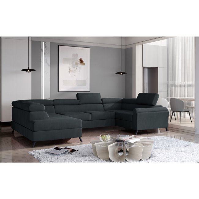Corner sofa Elscada L, Monolith 97, gray, H98x330x200