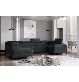 Corner sofa Elscada L, Monolith 97, gray, H98x330x200