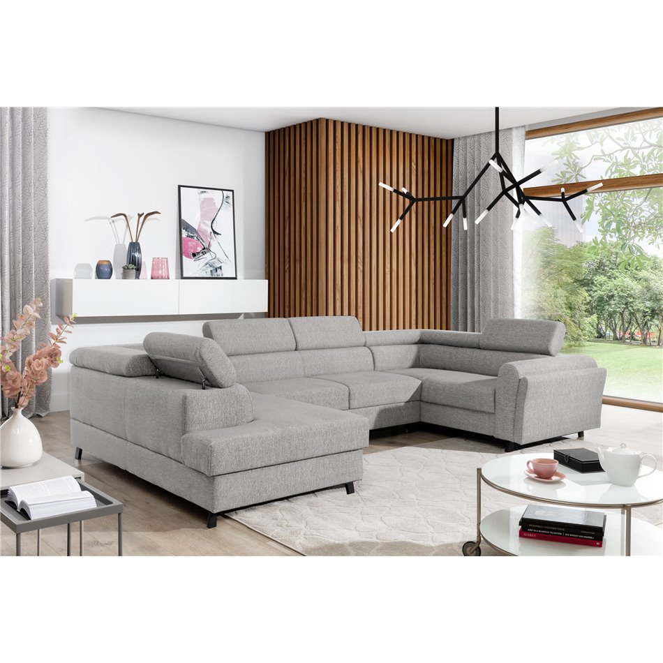 Corner sofa Elscada L, Palacio 06, gray, H98x330x200