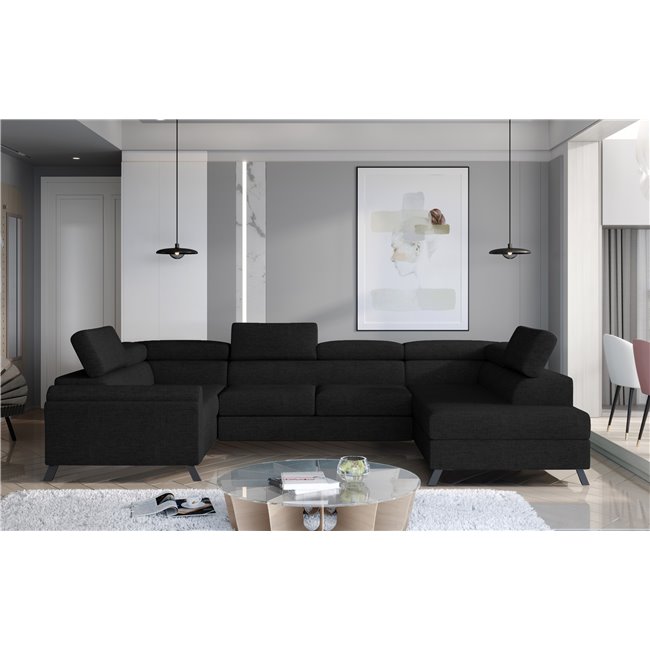 Угловой диван Elscada R, Sawana 14, черный, H98x330x200