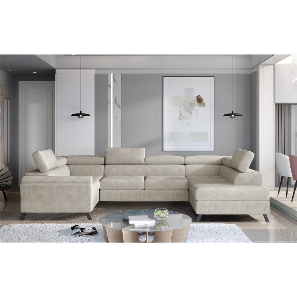 Corner sofa Elscada R, Dora 21, beige, H98x330x200