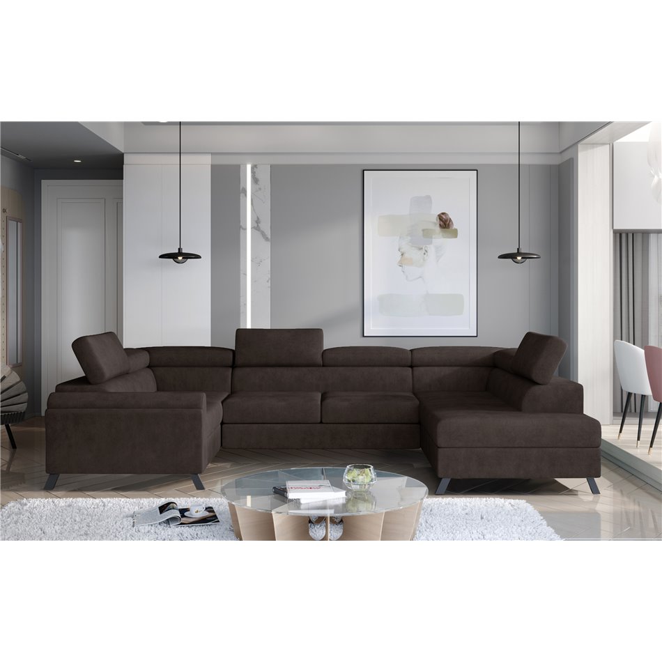Угловой диван Elscada R, Dora 28, коричневый, H98x330x200