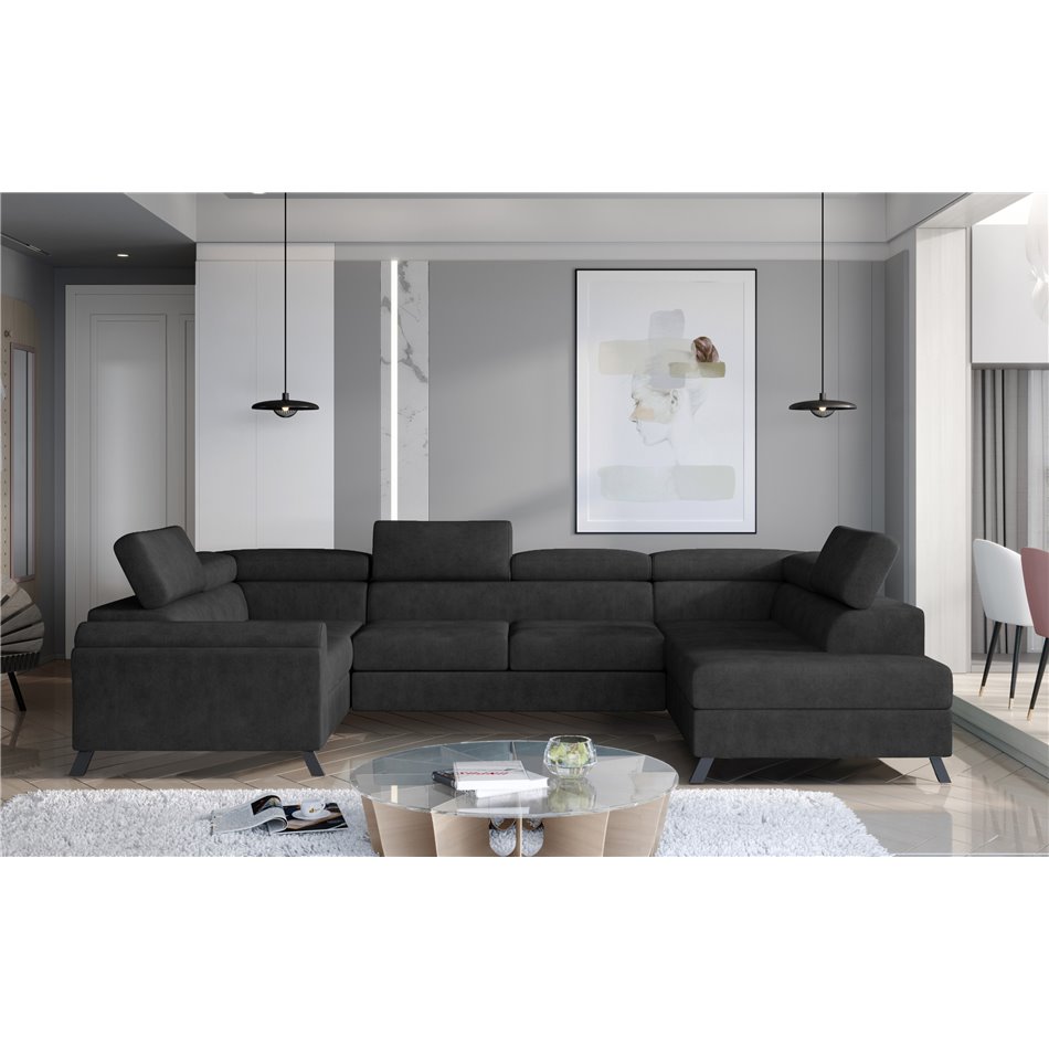 Угловой диван Elscada R, Dora 96, серый, H98x330x200