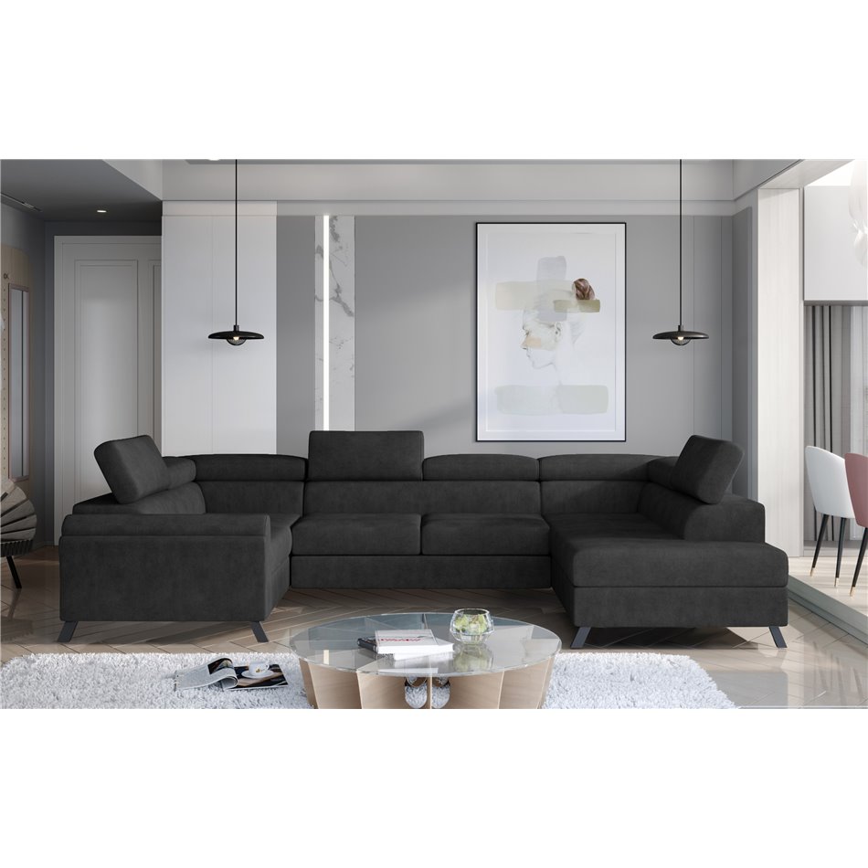 Corner sofa Elscada R, Dora 96, gray, H98x330x200