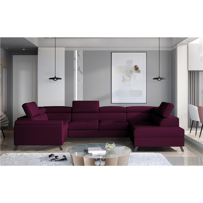 Угловой диван Elscada R, Mat Velvet 68, фиолетовый, H98x330x200