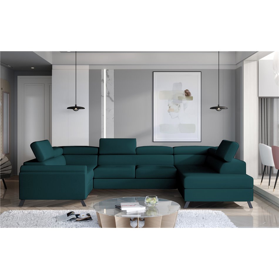 Corner sofa Elscada R, Mat Velvet 75, blue, H98x330x200