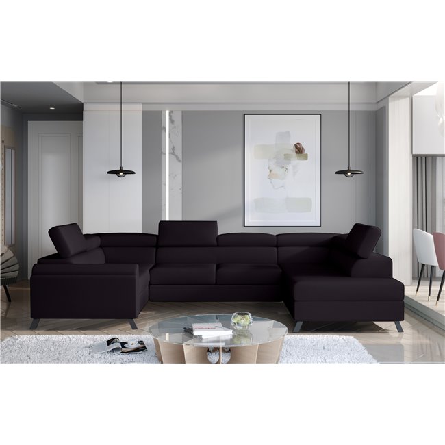 Corner sofa Elscada R, Mat Velvet 99, black, H98x330x200