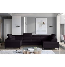 Corner sofa Elscada R, Mat Velvet 99, black, H98x330x200