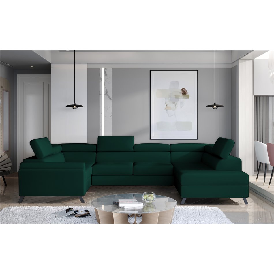Угловой диван Elscada R, Monolith 37, зеленый, H98x330x200