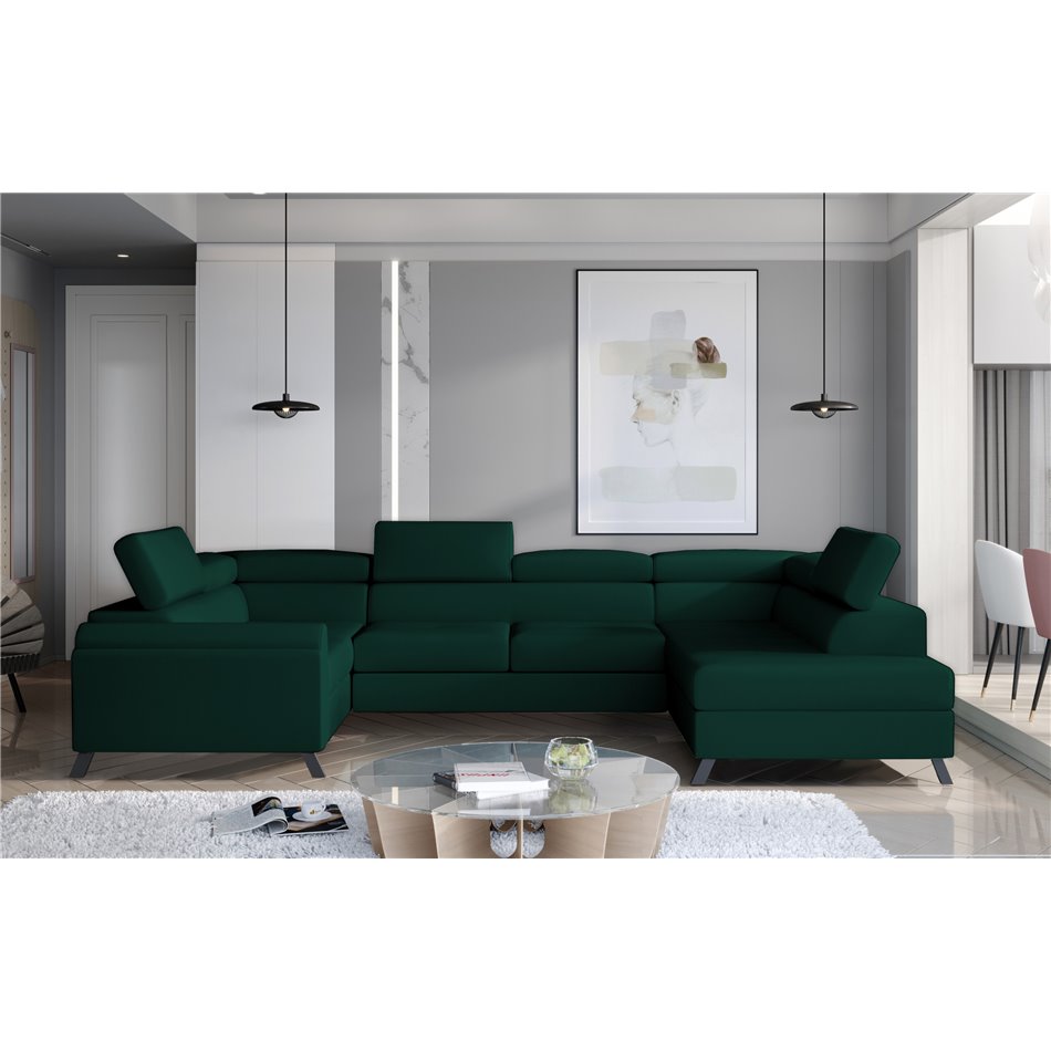 Corner sofa Elscada R, Monolith 37, green, H98x330x200
