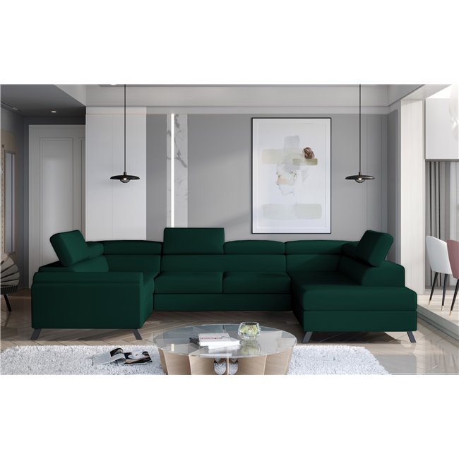 Corner sofa Elscada R, Monolith 37, green, H98x330x200