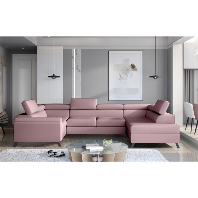Угловой диван Elscada R, Monolith 63, розовый, H98x330x200