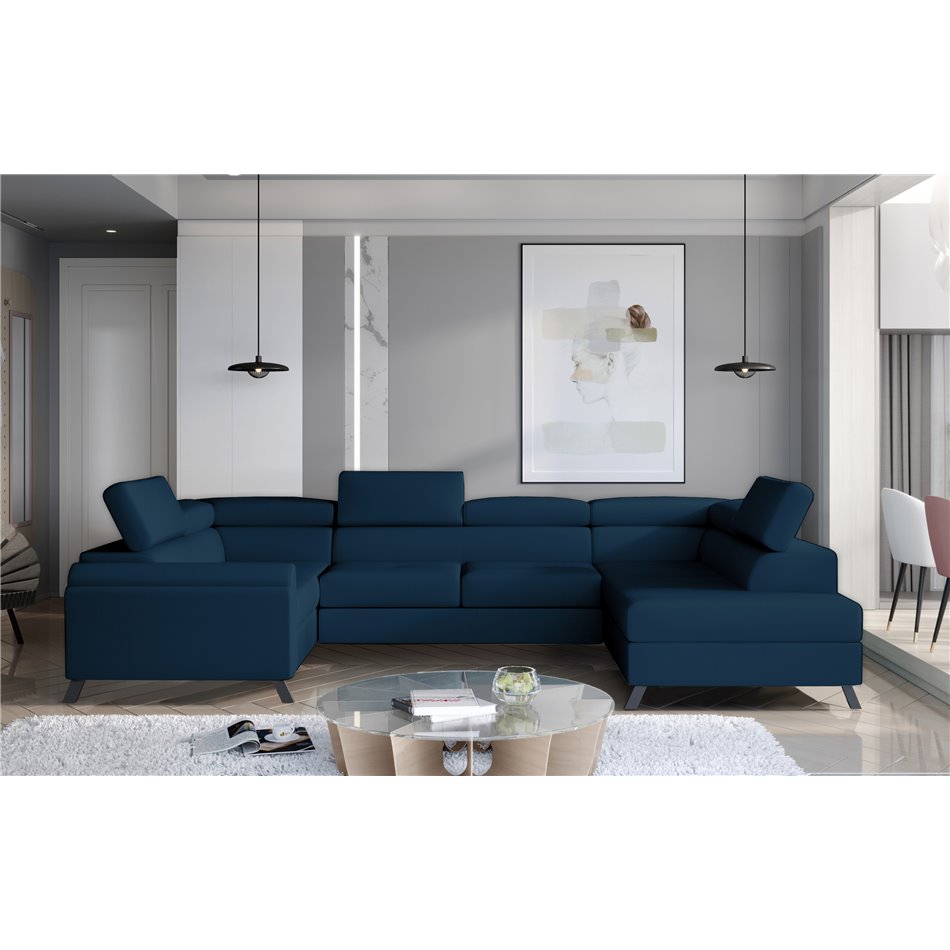 Corner sofa Elscada R, Monolith 77, blue, H98x330x200