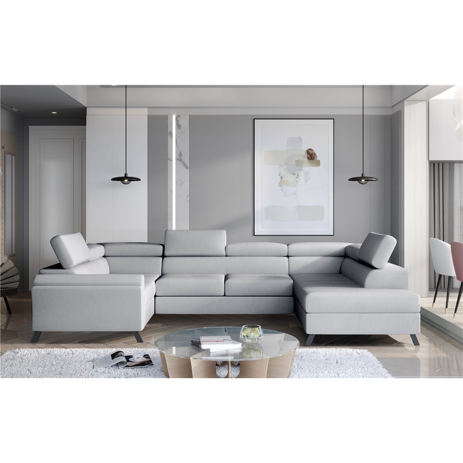 Угловой диван Elscada R, Monolith 84, серый, H98x330x200