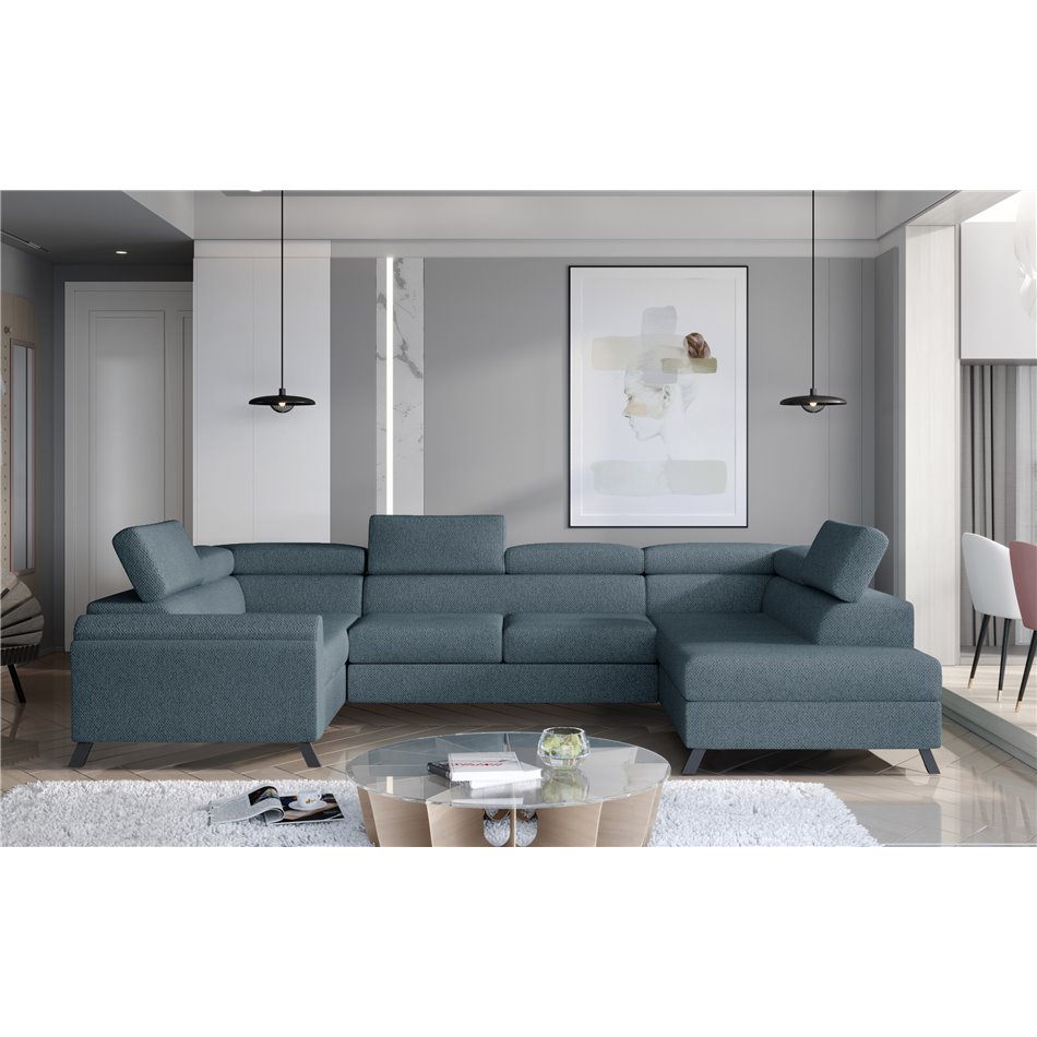 Угловой диван Elscada R, Grande 75, синий, H98x330x200