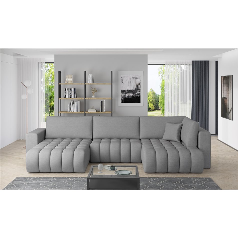 Corner sofa Elonito L, Flores 4, gray, H92x340x170