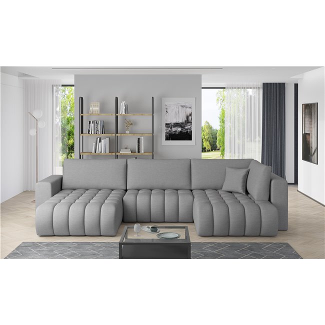 Corner sofa Elonito L, Flores 4, gray, H92x340x170