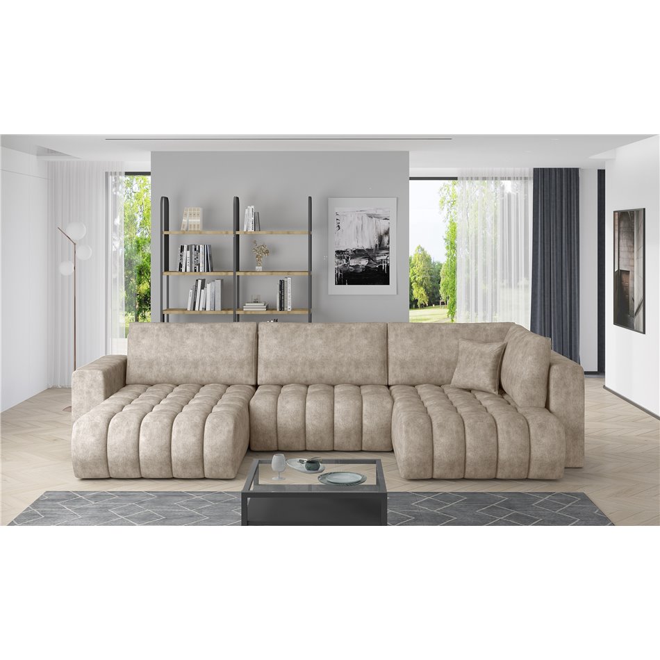 Corner sofa Elonito L, Leve 18, beige, H92x340x170