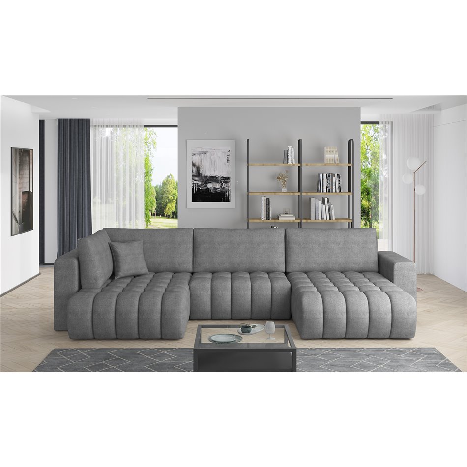 Corner sofa Elonito R, Gojo 5, gray, H92x340x170