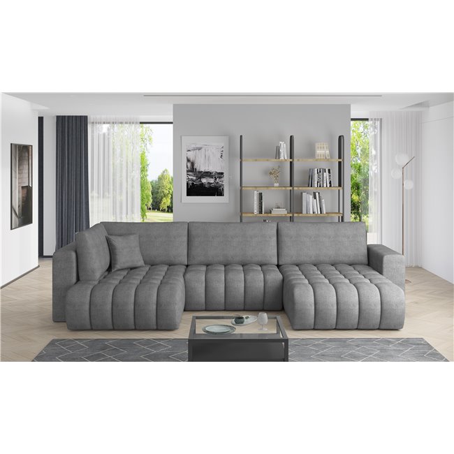 Corner sofa Elonito R, Gojo 5, gray, H92x340x170