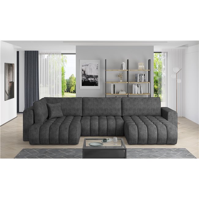 Corner sofa Elonito R, Leve 5, gray, H92x340x170