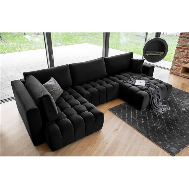 Corner sofa Elonito R, Loco 10, black, H92x340x170