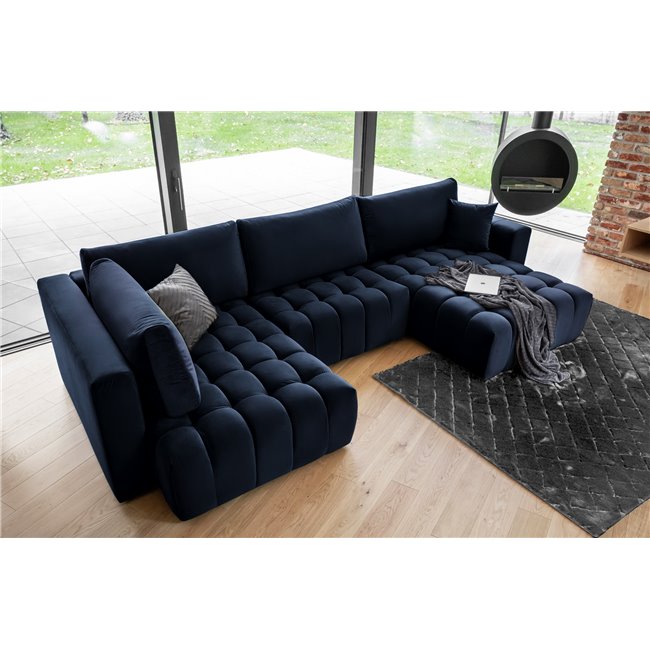 Corner sofa Elonito R, Loco 40, blue, H92x340x170