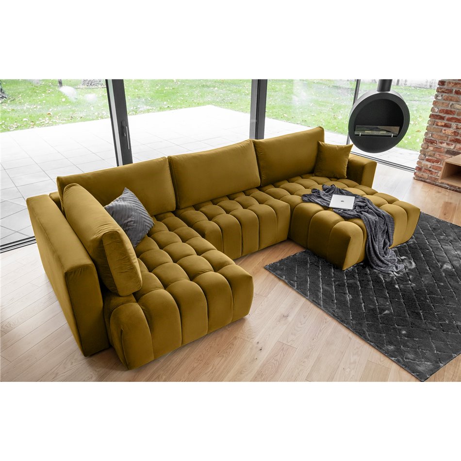 Corner sofa Elonito R, Loco 45, yellow, H92x340x170