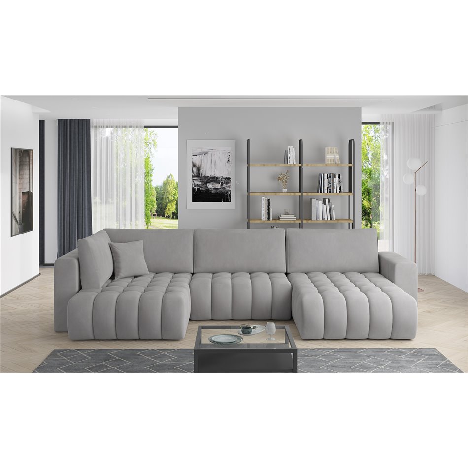 Corner sofa Elonito R, Nube 3, gray, H92x340x170