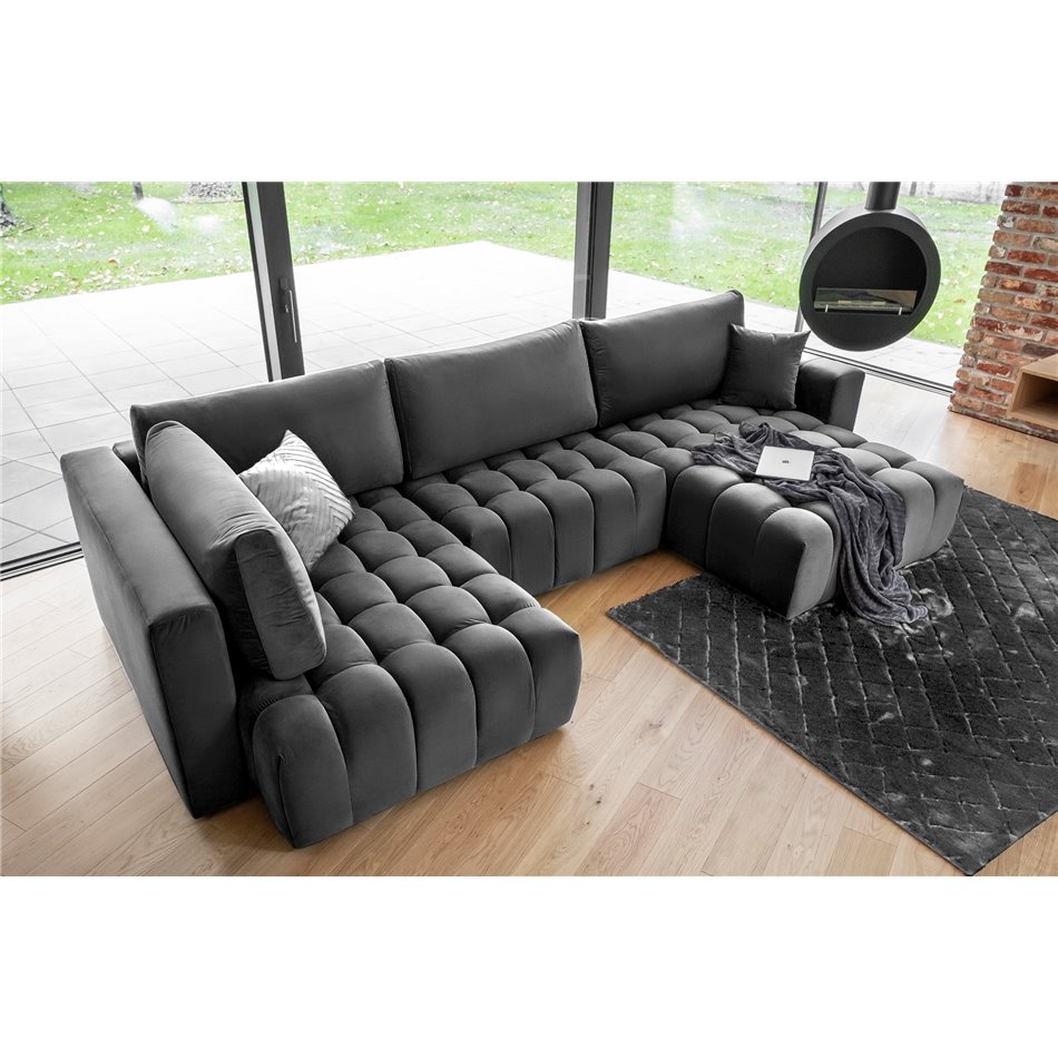 Corner sofa Elonito R, Nube 6, gray, H92x340x170