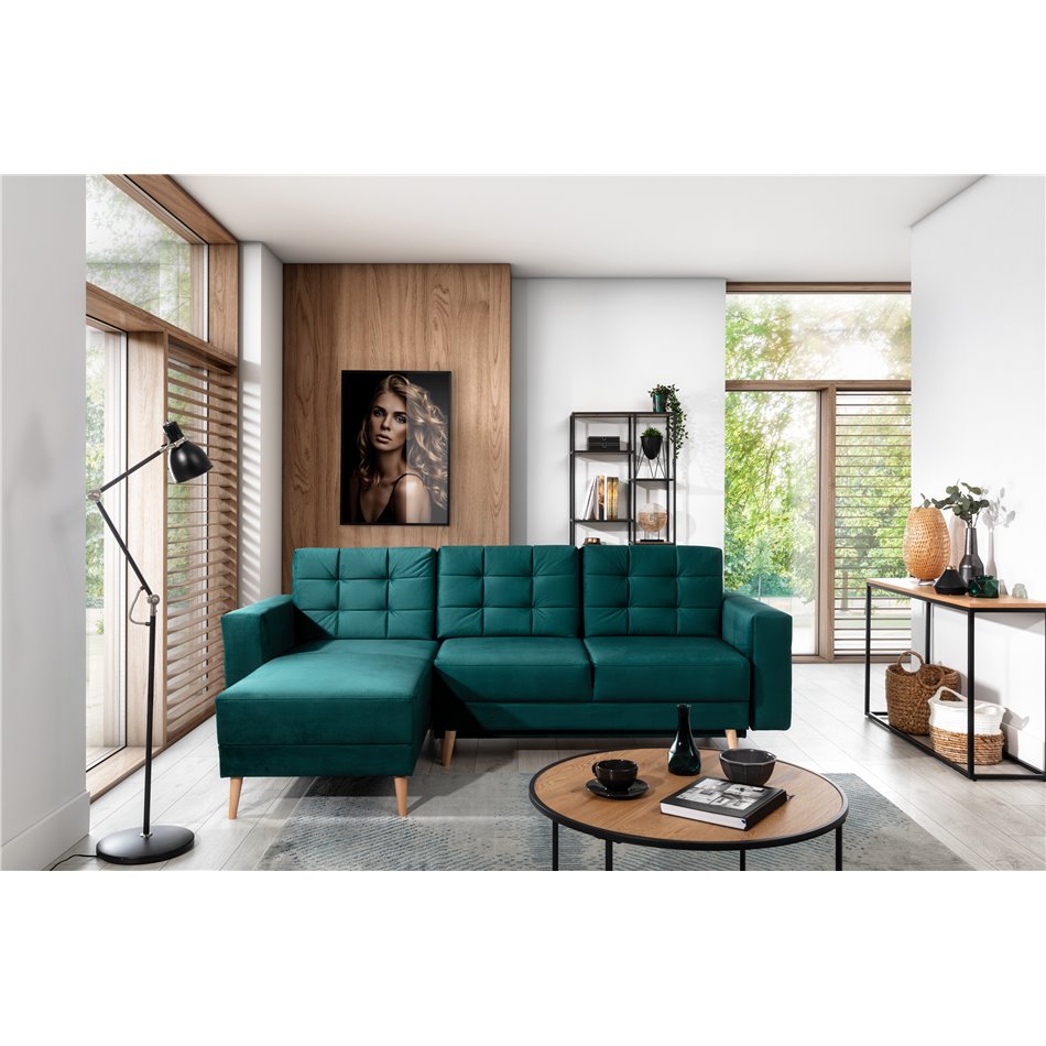 Corner sofa Elsgard L Reversible, Monolith 37, green, H93x248x162