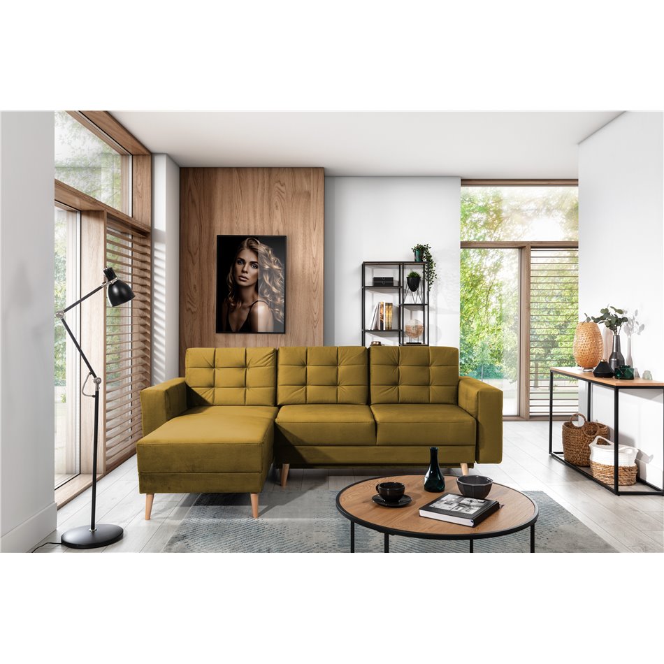 Corner sofa Elsgard L Reversible, Monolith 48, yellow, H93x248x162