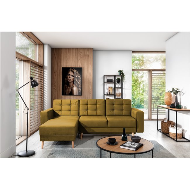 Corner sofa Elsgard L Reversible, Monolith 48, yellow, H93x248x162