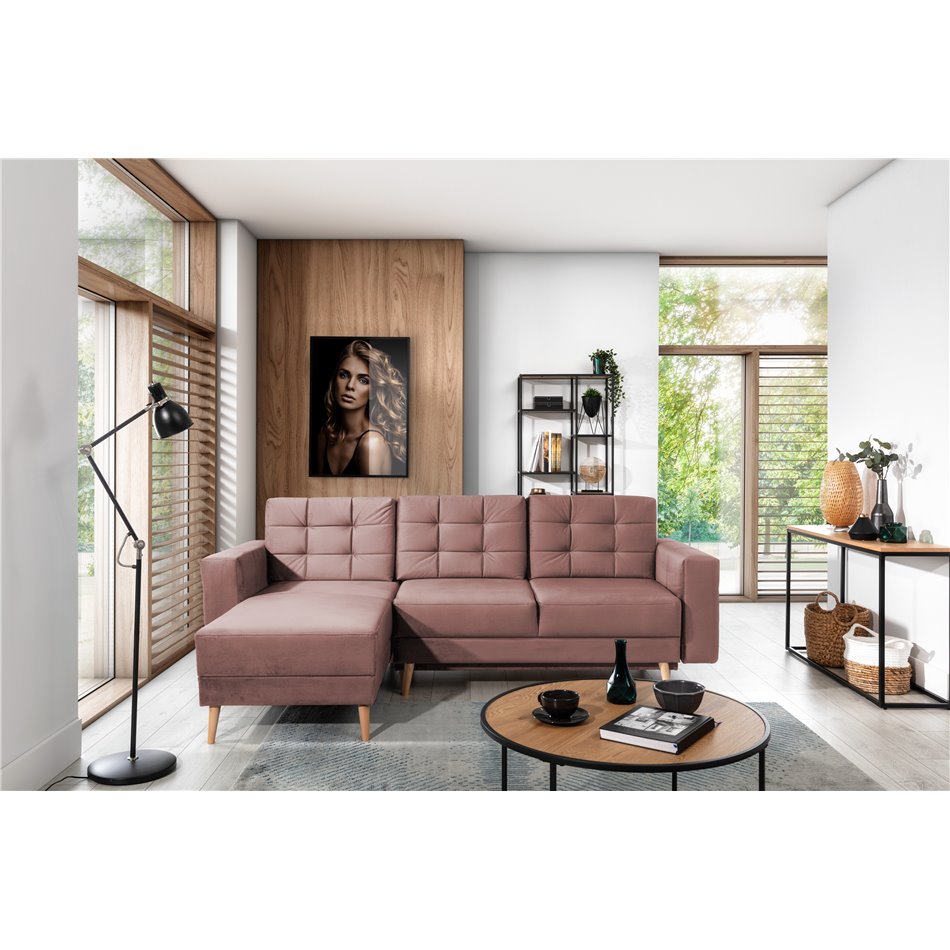 Corner sofa Elsgard L Reversible, Monolith 63, pink, H93x248x162